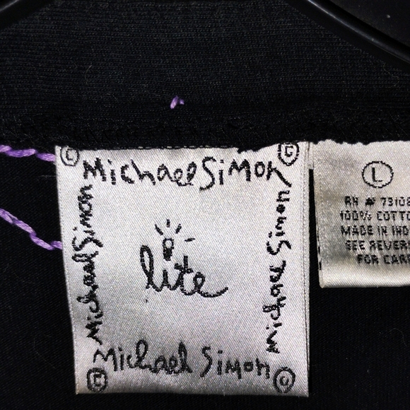 Women's Michael Simon Lite Black Button Down Cardigan With Colored Hearts Size L - Picture 3 of 7